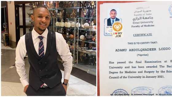 Nigerian man celebrates getting his first degree from Sudan, photo of the certificate sparks reactions
