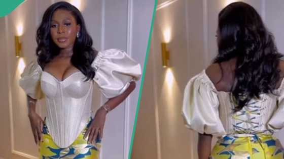 "Waist well snatched": Lady adorns classy corset dress, sits perfectly on her, netizens react