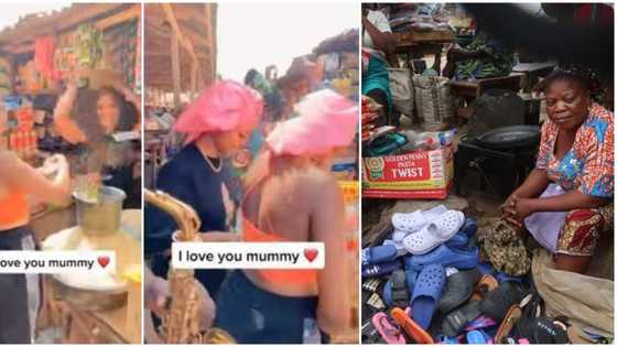 Video shows cute moment Nigerian lady stormed market to spray mum money on birthday, the woman was stunned
