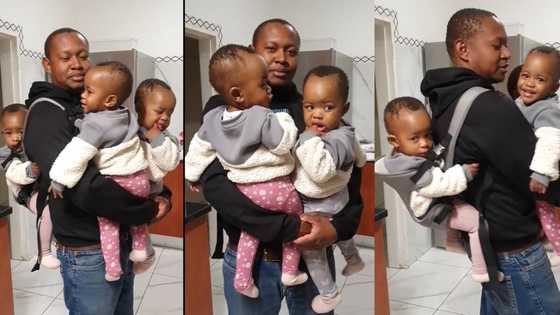 "Daddy's photocopies": Man who is a father of triplets carries them at once, video goes viral on TikTok