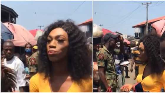 Crossdresser James Brown stirs massive reaction as he visits market dressed like a young lady