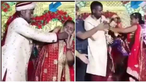 "Made for each other": Lady lands her husband hot slap during their wedding, video of their fight goes viral
