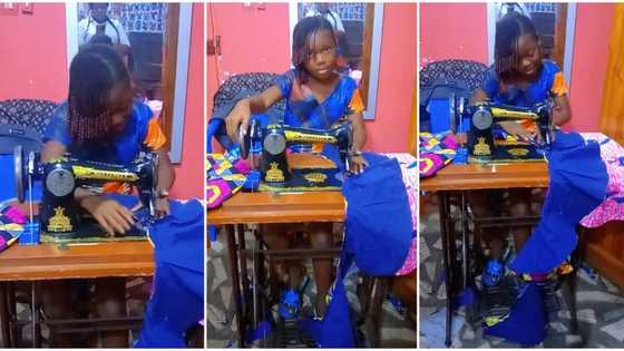 Smart kid who is learning to be a tailor displays her skills on sewing machine, video goes viral