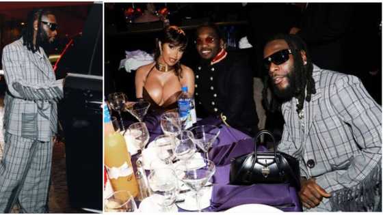 Pre Grammy gala: Burna Boy seated at same table with Cardi B and Offset, Odogwu's lady-like handbag spotted