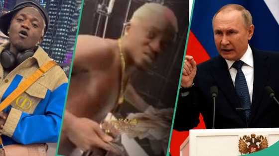 "War no dey, na lie": Portable displays money sprayed on him after performing in Russia, clip trends