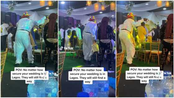"Aunty in beads": 2 people attend Lagos wedding uninvited, woman shakes her waist without care in video