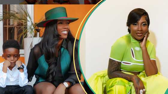 Tiwa Savage cautions her son with stern look at event, video goes viral: “No misbehaving in public”