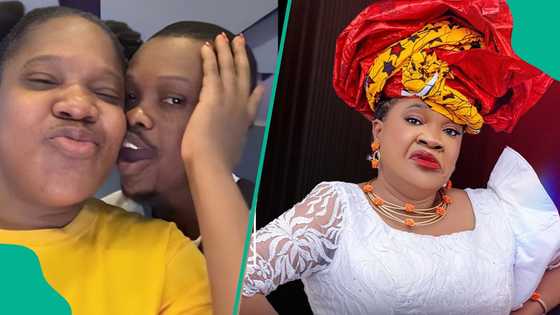 Toyin Abraham runs off after unexpected cheek kiss from fan, video trends