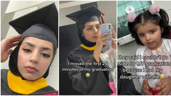 "They said I can't go Inside": Mum stopped from going in for her graduation with her baby, she cries in video