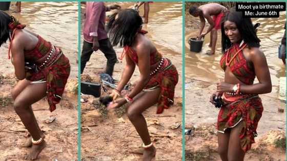 "Men will sell their lands to marry her": Thick Igbo lady with flexible waist dances at riverside