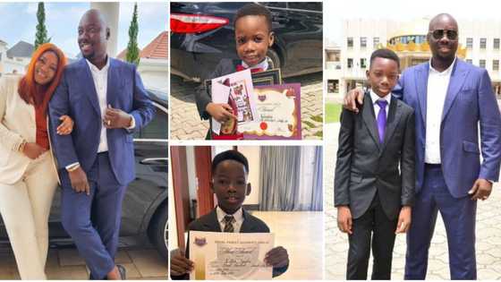 Obi Cubana and wife Lush Eby rejoice as their 3 sons bag awards at school: "Keep them coming sons"
