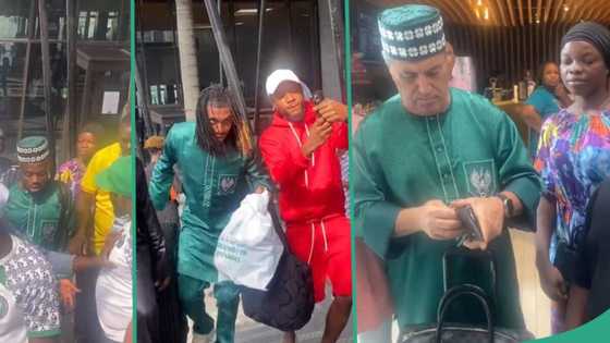 After AFCON, Super Eagles players rock matching green senators as they head for airport in video