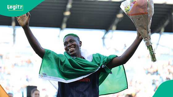 Bay FC celebrate Super Falcons legend Asisat Oshoala following WAFCON victory