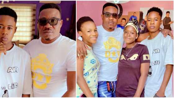 Yoruba movie star Murphy Afolabi links up with his grownup kids, strong resemblance with son wows fans
