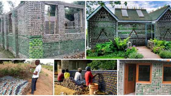 Nigerian man builds house with plastic bottles, pictures of the beautiful house spark massive reactions