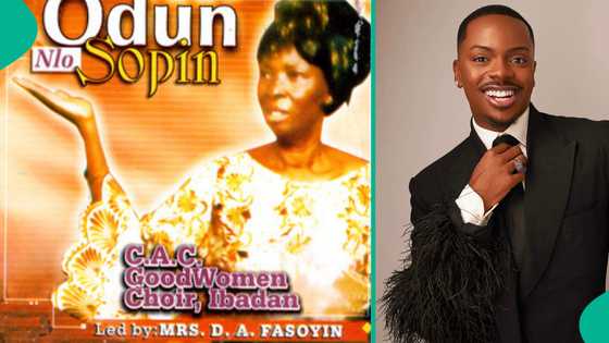 Christmas is here: Video as Enioluwa sings 1979 hit song 'Odun Nlo Sopin' with Mrs Fasoyin