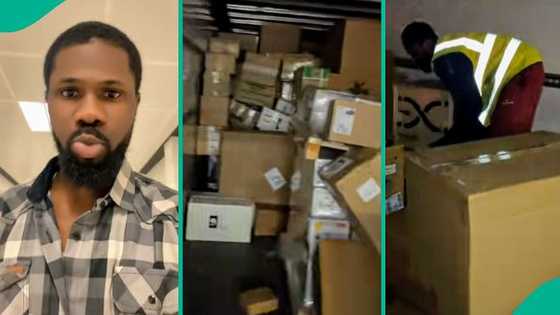 Nigerian man who works night shift at warehouse in UK shares emotional video at workplace