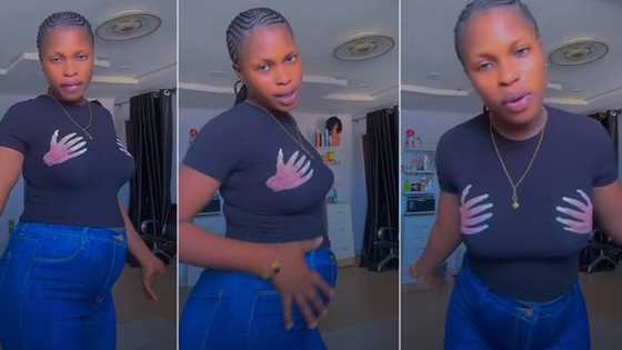 "Please help me": Nigerian lady who gave birth displays big tummy in video, seeks advice to reduce it