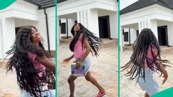 Nigerian lady shows off 'crazy' dance moves after completing her bungalow: 'Youngest landlady'