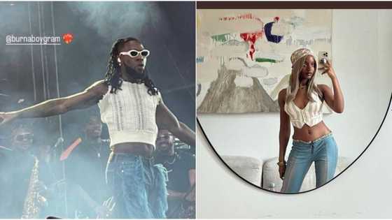 Odogwu's soul in Ayra Starr's body: Hilarious reactions as Burna Boy turns up in crop top during performance