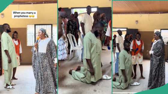 "This One is My Office": Prophetess Asks Her Husband To Kneel Down Inside Church During Service