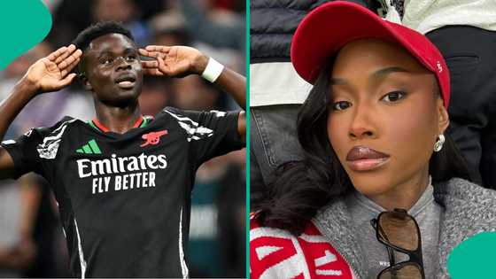 Bukayo Saka’s beautiful Nigerian girlfriend spotted at Bernabeu as Arsenal defeat Madrid