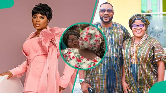 Clip of moment between Eniola Ajao & Odunlade's wife during his dad's burial service fuels reactions
