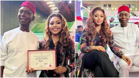 "Congratulations": Moment Regina Daniels joined her hubby Ned Nwoko as he received his certificate of return
