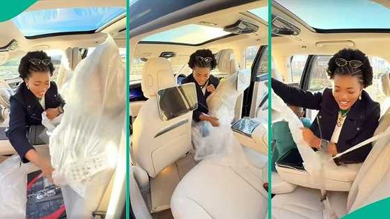 Lady who bought 'tear rubber' mercedes Benz unwraps it in video, people react