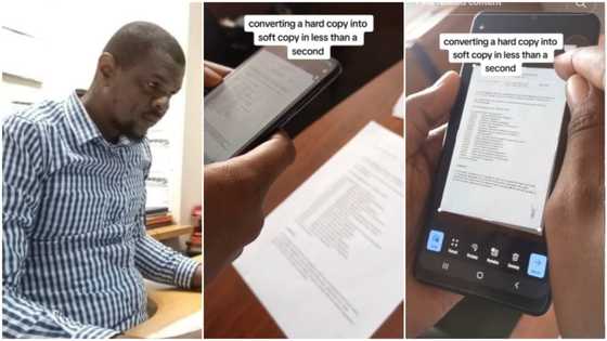 Man uses Android phone, teaches people how to convert hard copy document into soft copy with device's camera