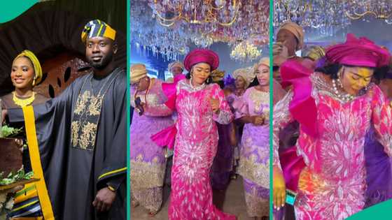Nigerian mother creates beautiful scene at daughter's wedding as she dances into venue with friends
