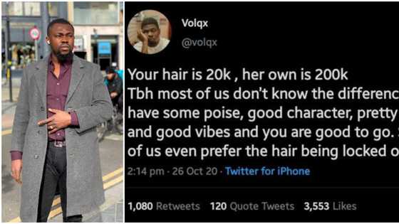 Yours is 20k, her own is 200k - Twitter influencer says no difference between expensive and cheap hair