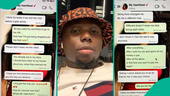 Man who sold his car and sponsored girlfriend to UK says she dumped him after 2 months, shares chats