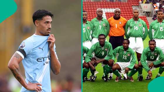 Manchester City star named after Super Eagles legend 'meets' his hero