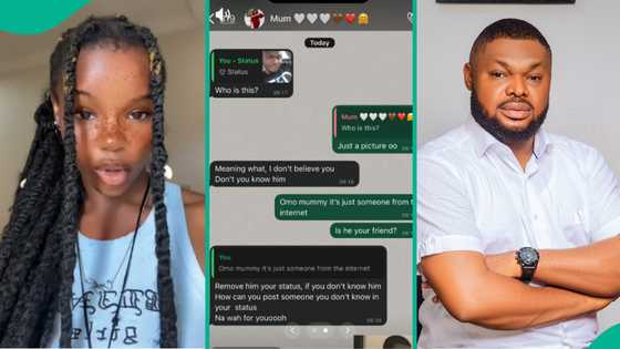Lady shows her mum's reaction after she posted Harrison Gwamnishu's photo on her WhatsApp status