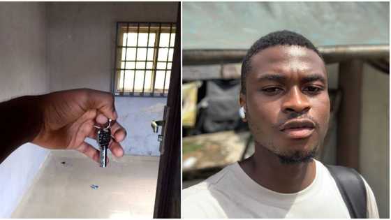 Nigerian man celebrates renting one room with nothing in it, says he'd be drinking garri, shares photos