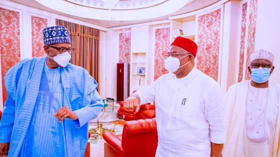 Breaking: Uzodimma visits Buhari in Abuja amid issues with Okorocha