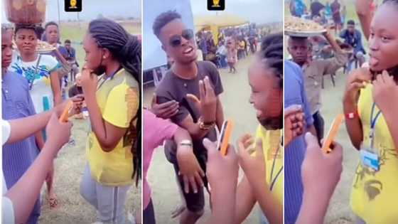 "She is gifted": Nigerian lady with babyish voice pulls crowd as she speaks in viral video