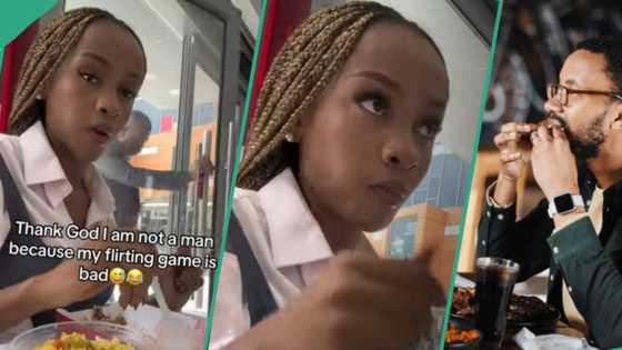 Lady disappointed after flirting and making eye contact with man at restaurant, video trends