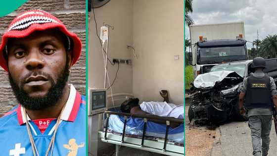 Rapper Odumodu Blvck involved in ghastly auto crash, hospitalised as fans express concern
