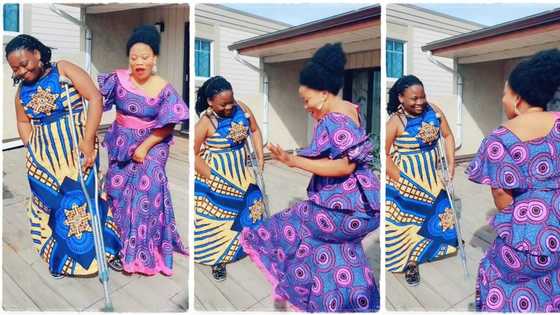 "Both of you are beautiful": Lady with one hand dances for sister who walks with crutches, video goes viral