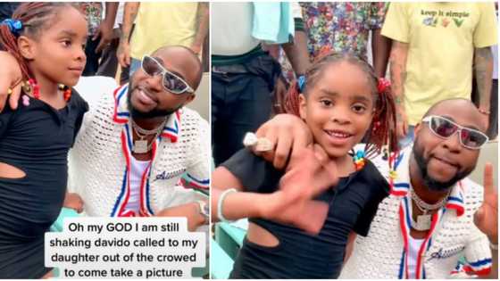"Amanda is living my life": Beautiful moment Davido picked little girl out of a crowd to take photos with him
