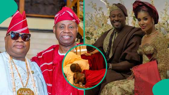 Davido's eldest bro's wedding: Billionaire Deji Adeleke, Osun governor prostrate to in-laws in video