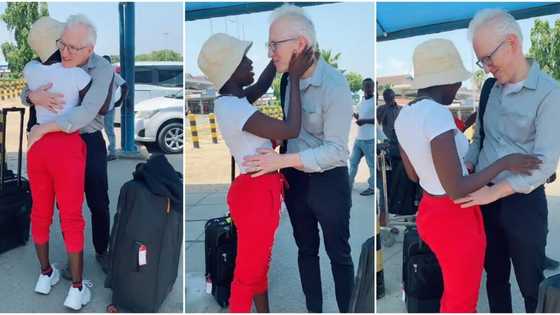 "The lion is here": Oyinbo man travels to meet his lover, viral video shows when she welcomed him