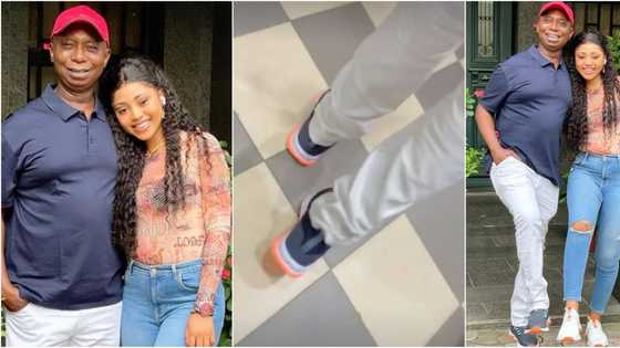 I'm obsessed with my hubby's legs: Regina Daniels and billionaire step out in matching sneakers made by her