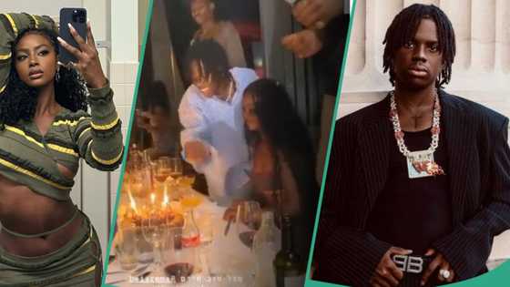 "Dis d mystery woman?" Fans react as Rema takes American singer Justine Skye on birthday dinner, clip trends