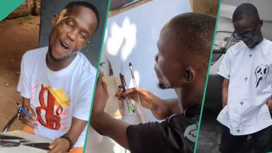 Young Nigerian man draws and unveils Tony Elumelu portrait, video wows many