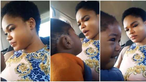 "Madam who are you?" Baby boy looks at his mum strangely after she fixed new eyelashes in viral video