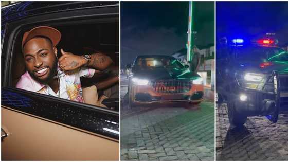 "Baddest of all time": Davido's convoy with security detail as he goes out in his N394m Maybach causes stir