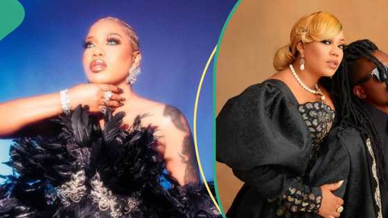 "Come out": Toyin Lawani calls out married gay celebrities deceiving their wives, her hubby reacts